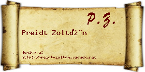 Preidt Zoltán névjegykártya
